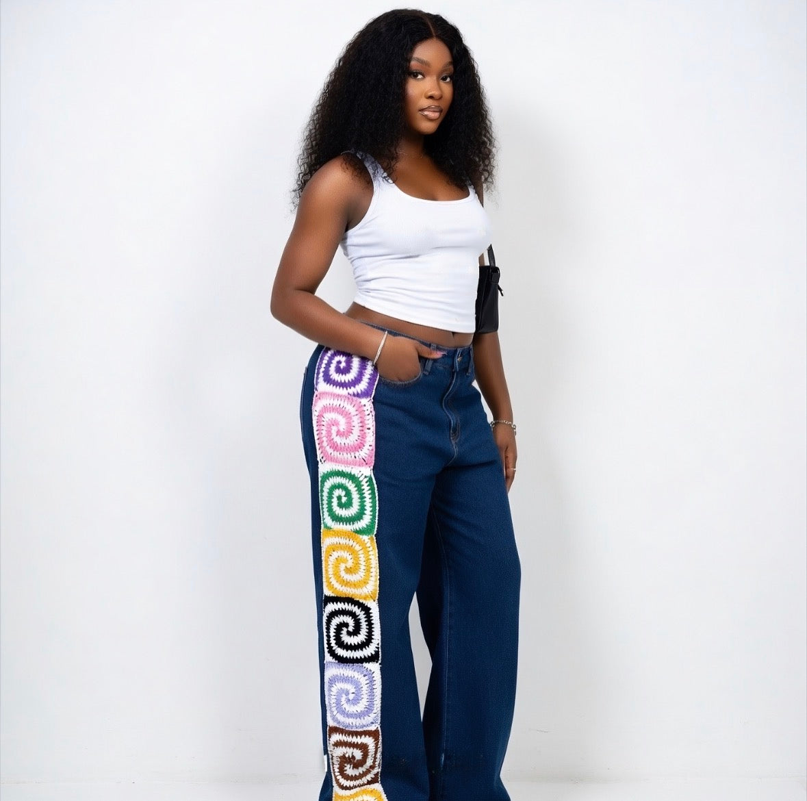Aura Spiral Crochet Denim Pants
