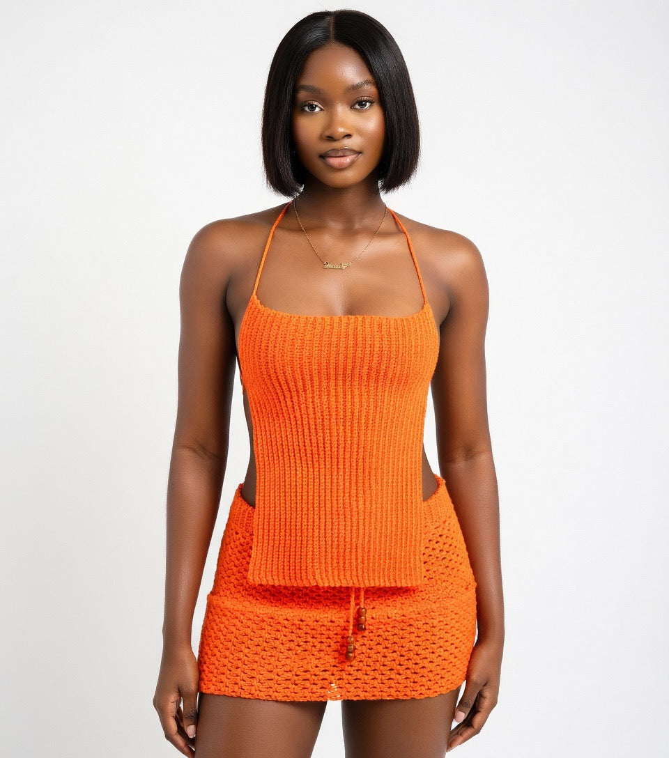 Astra Sculpt Rectangle Top & Micro Mini Skirt Set