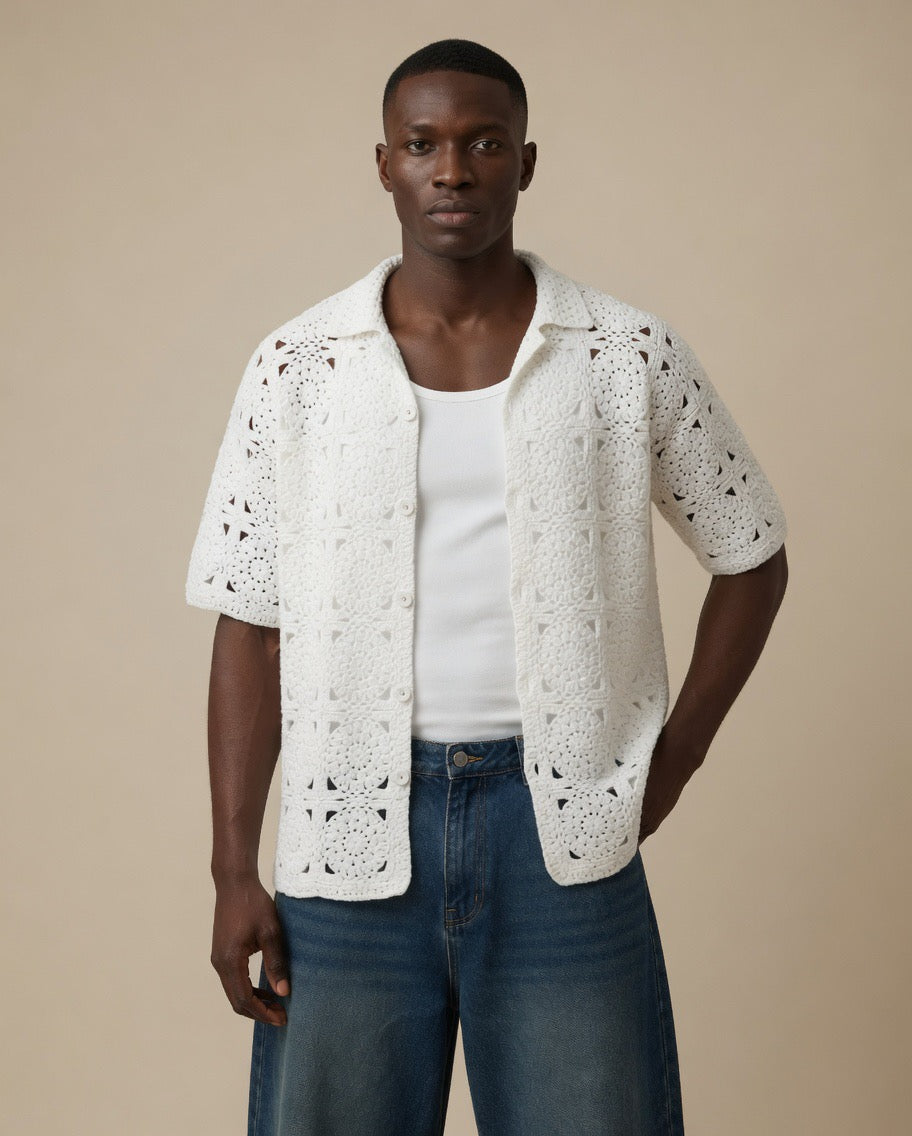 Arlo Polka Dot Gradient Crochet Shirt