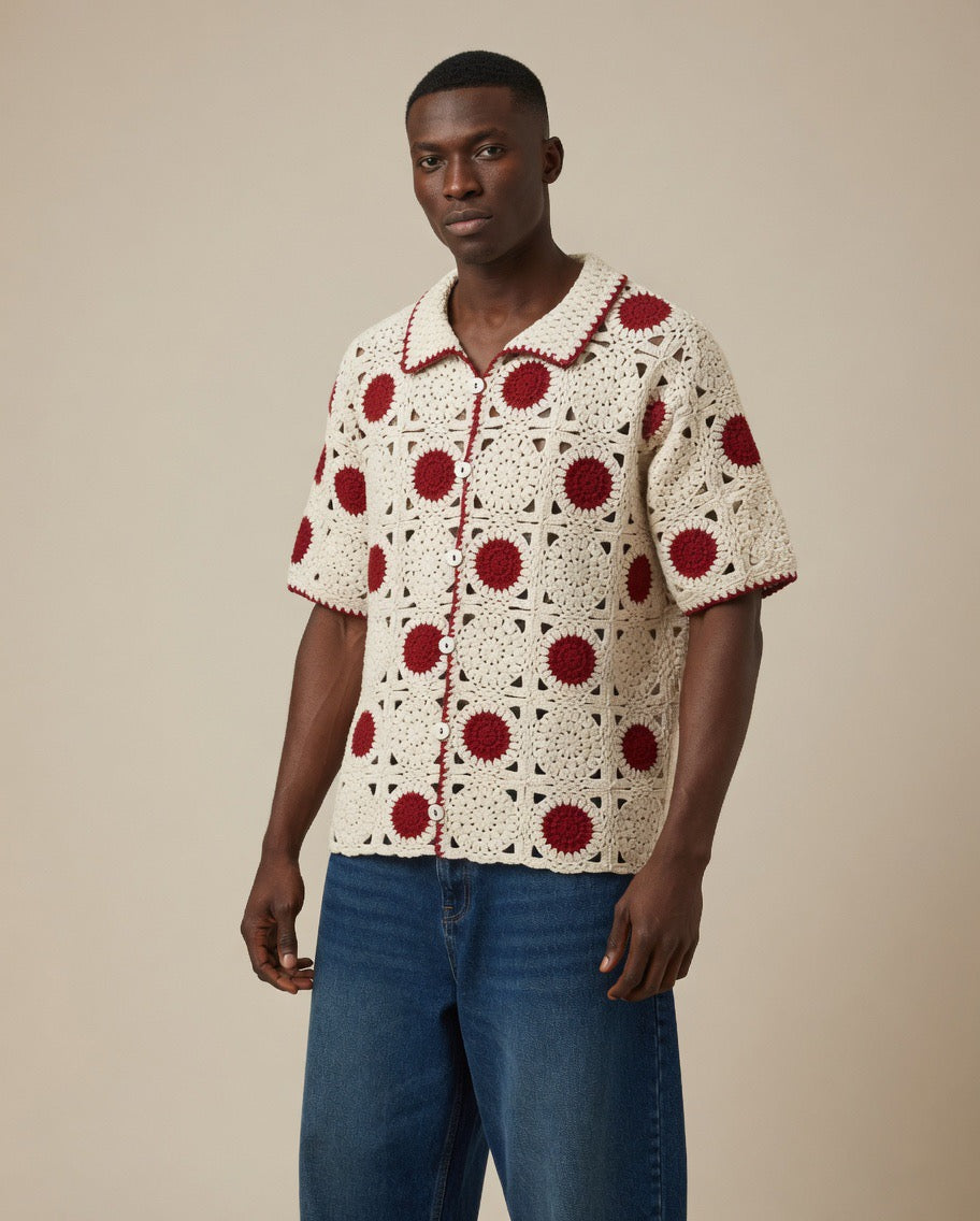 Arlo Polka Dot Gradient Crochet Shirt