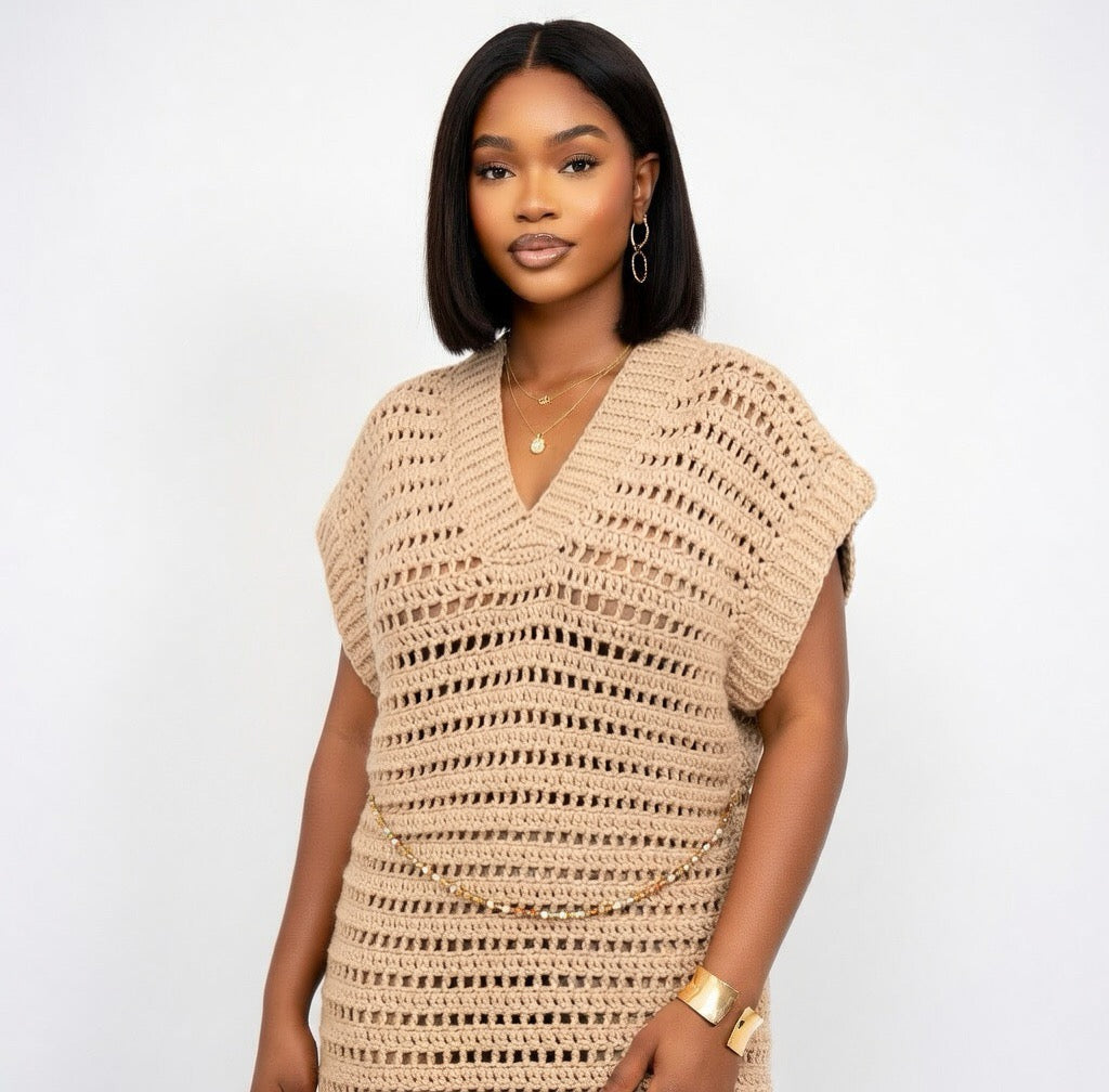 Nova V-Neck Crochet Maxi Dress