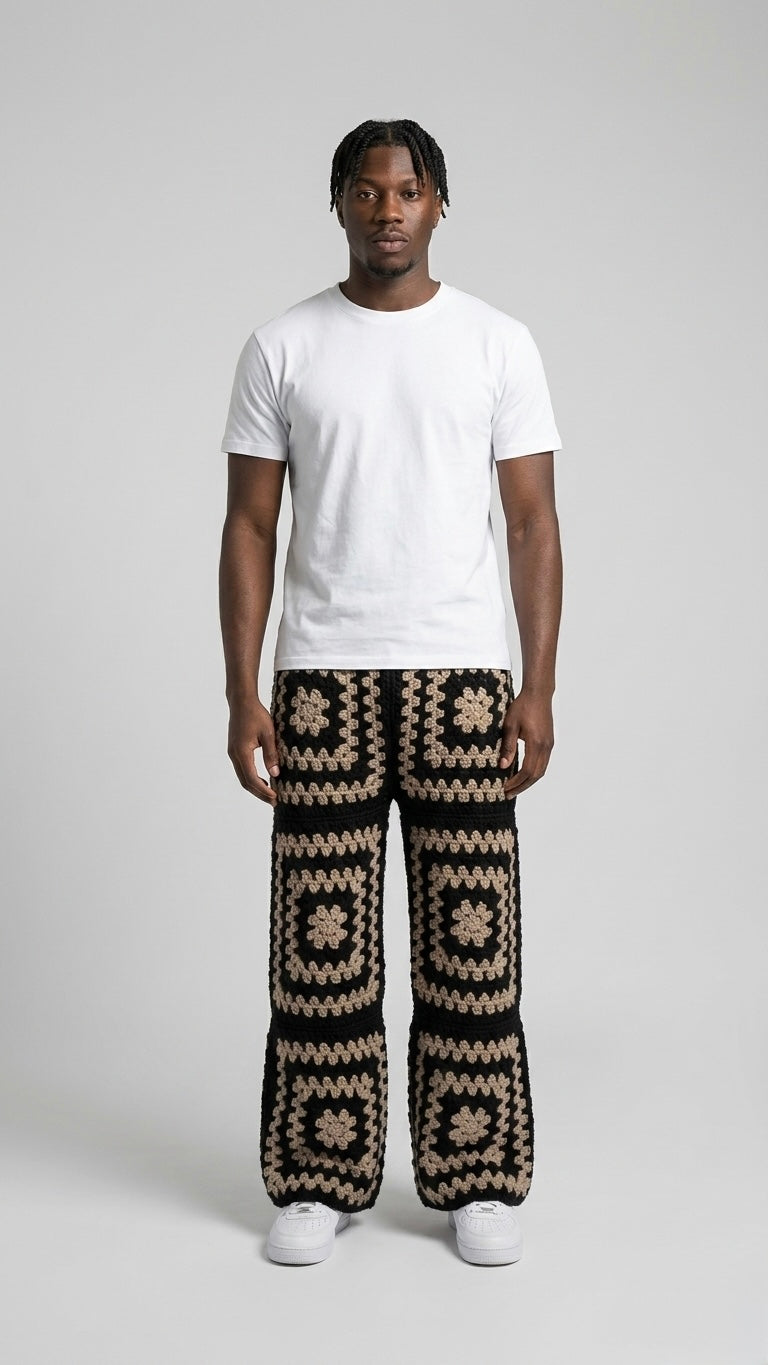 Handmade Granny Square Crochet Pants for Men