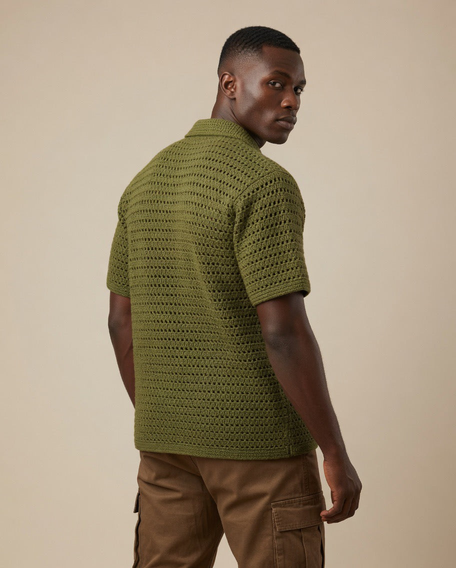 Luxe Sheer Knit Crochet Shirt