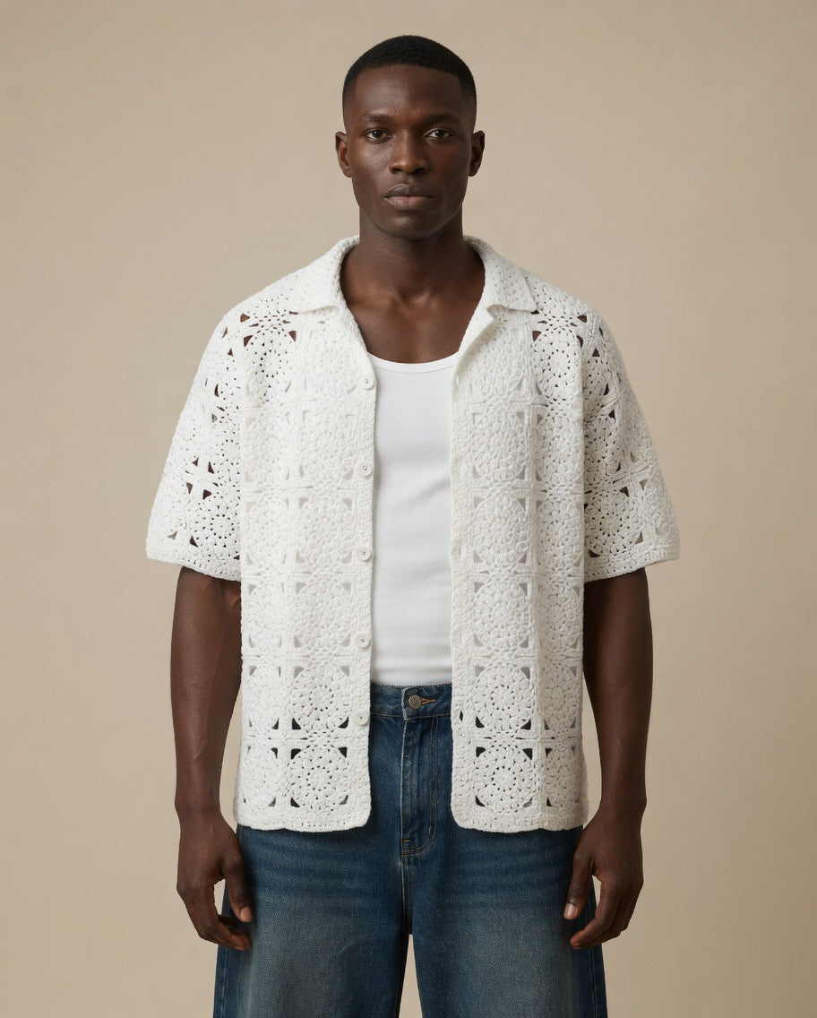 Arlo Polka Dot Gradient Crochet Shirt