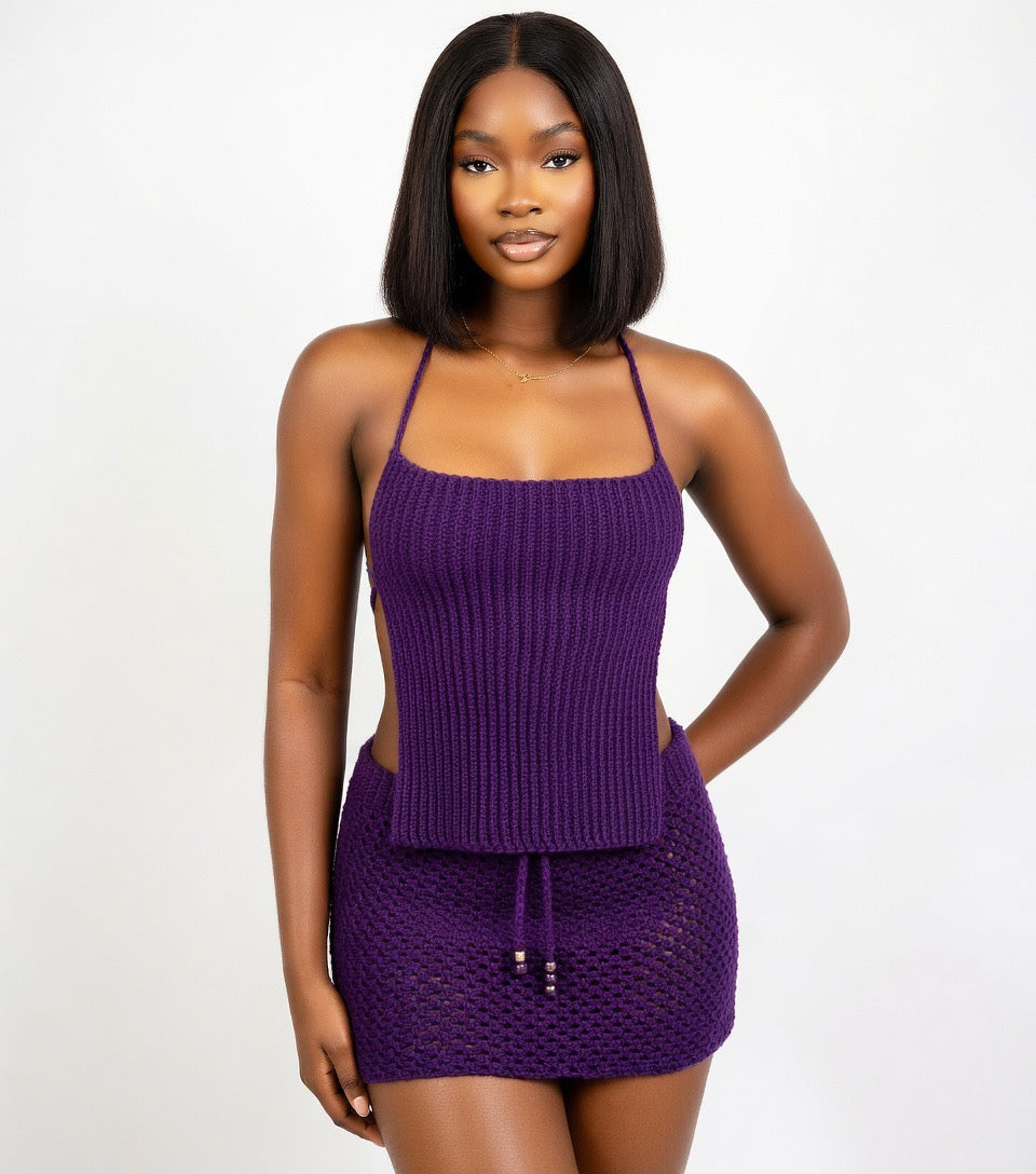 Astra Sculpt Rectangle Top & Micro Mini Skirt Set
