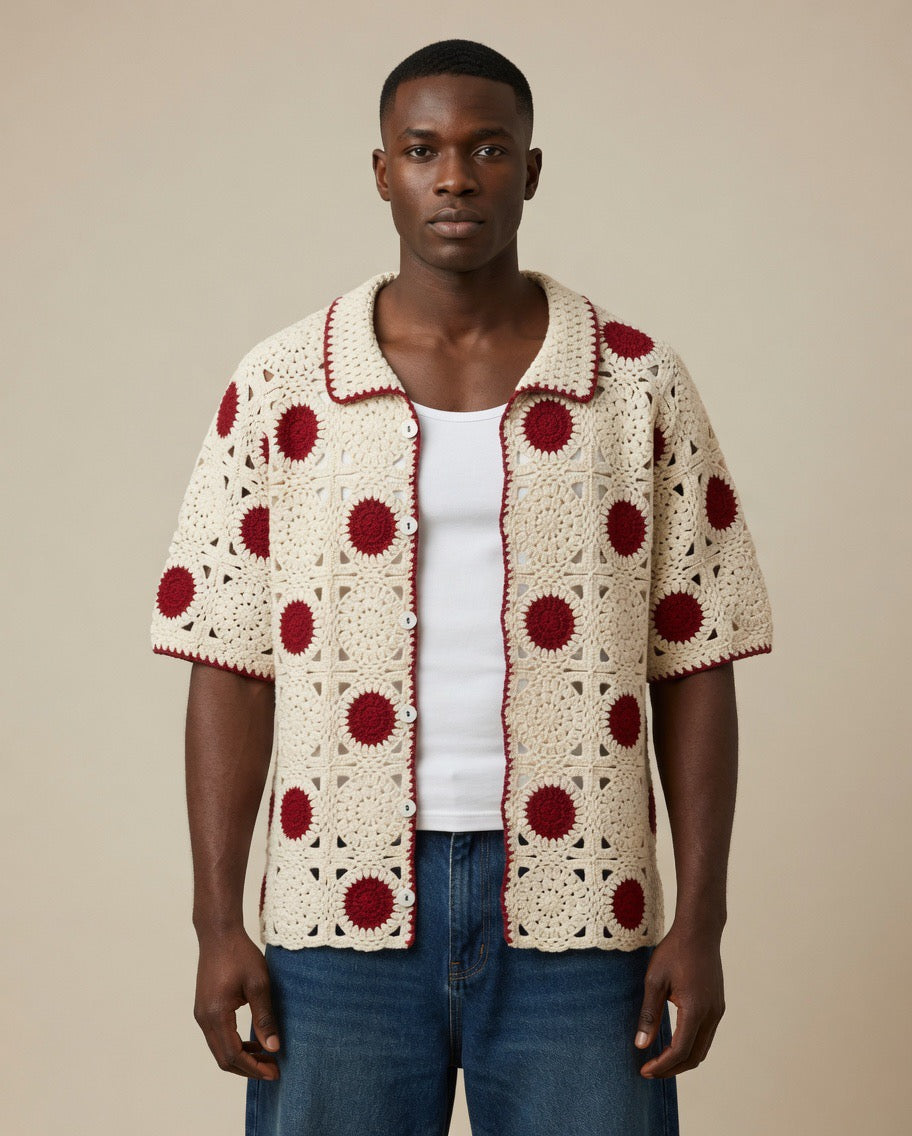Arlo Polka Dot Gradient Crochet Shirt
