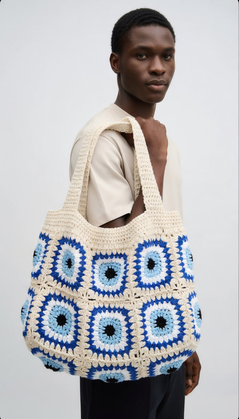 Azure Eye Crochet Tote
