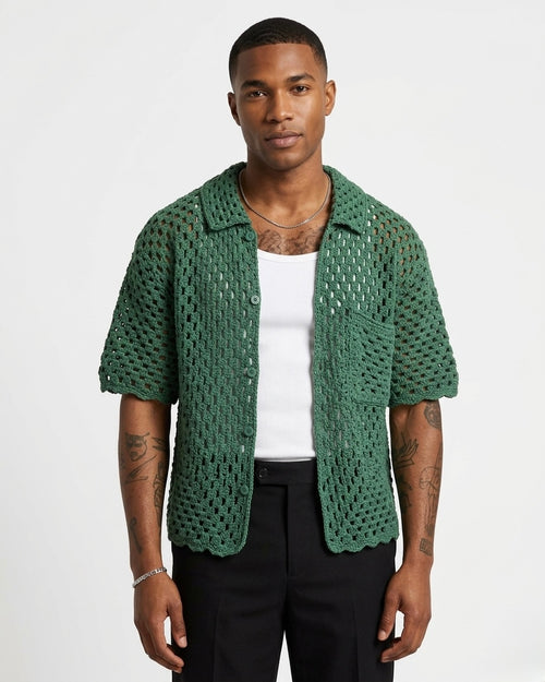 Handmade Crochet Button-Up Shirt  - 50% OFF (Launch Sale)