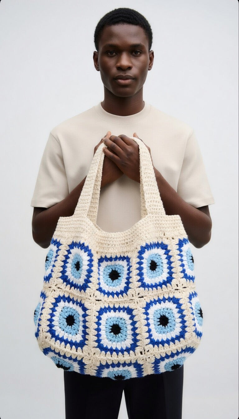 Azure Eye Crochet Tote