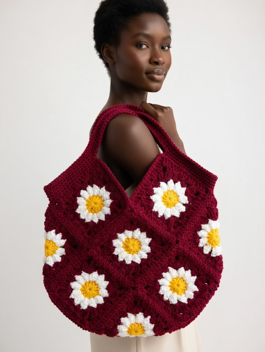 Sunflower Granny Crochet Tote
