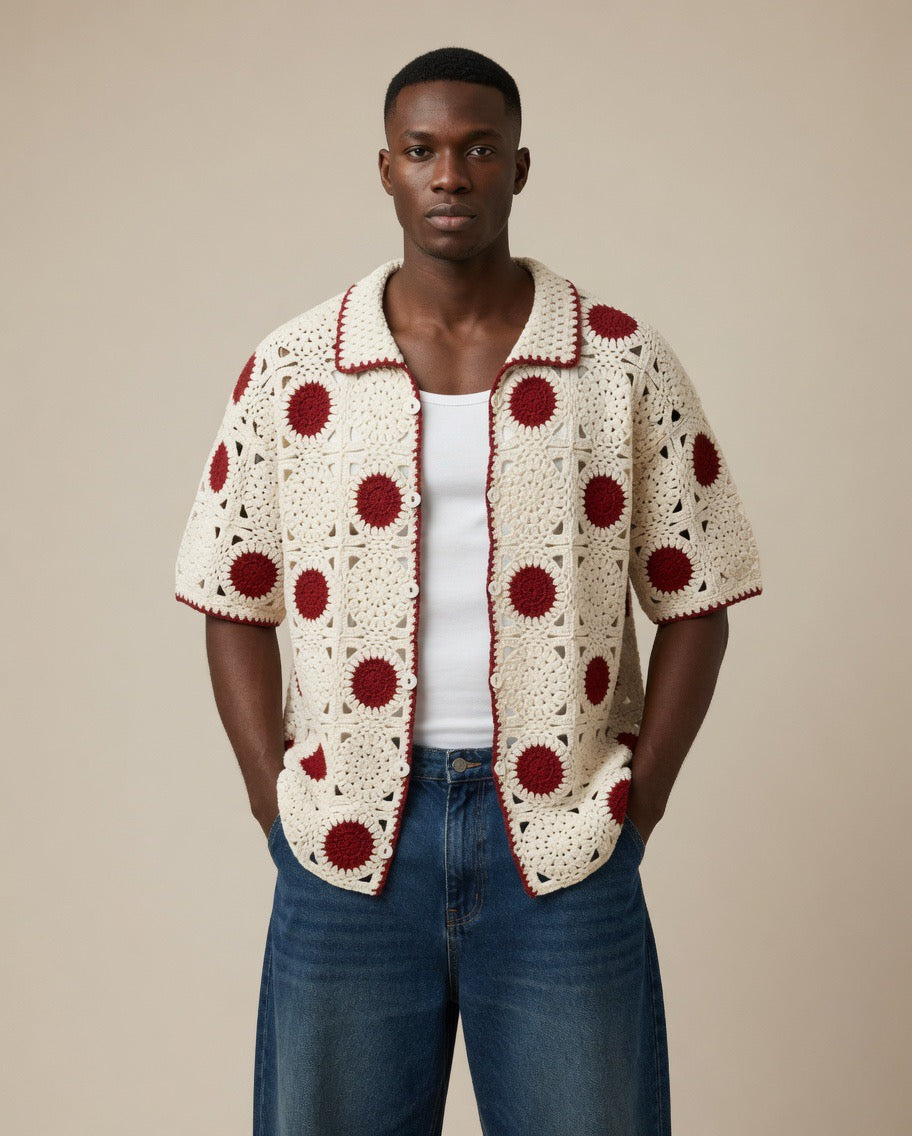Arlo Polka Dot Gradient Crochet Shirt