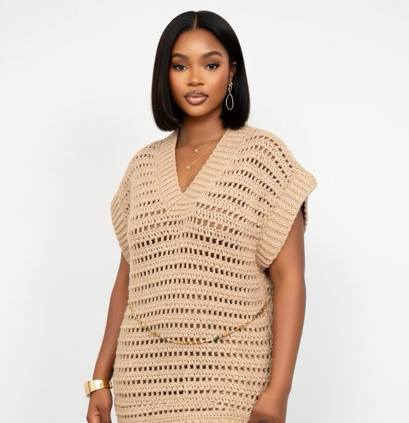 Nova V-Neck Crochet Maxi Dress