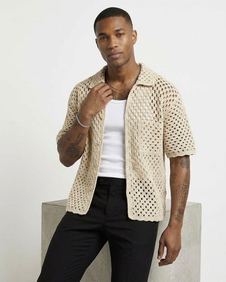 Handmade Crochet Button-Up Shirt  - 50% OFF (Launch Sale)