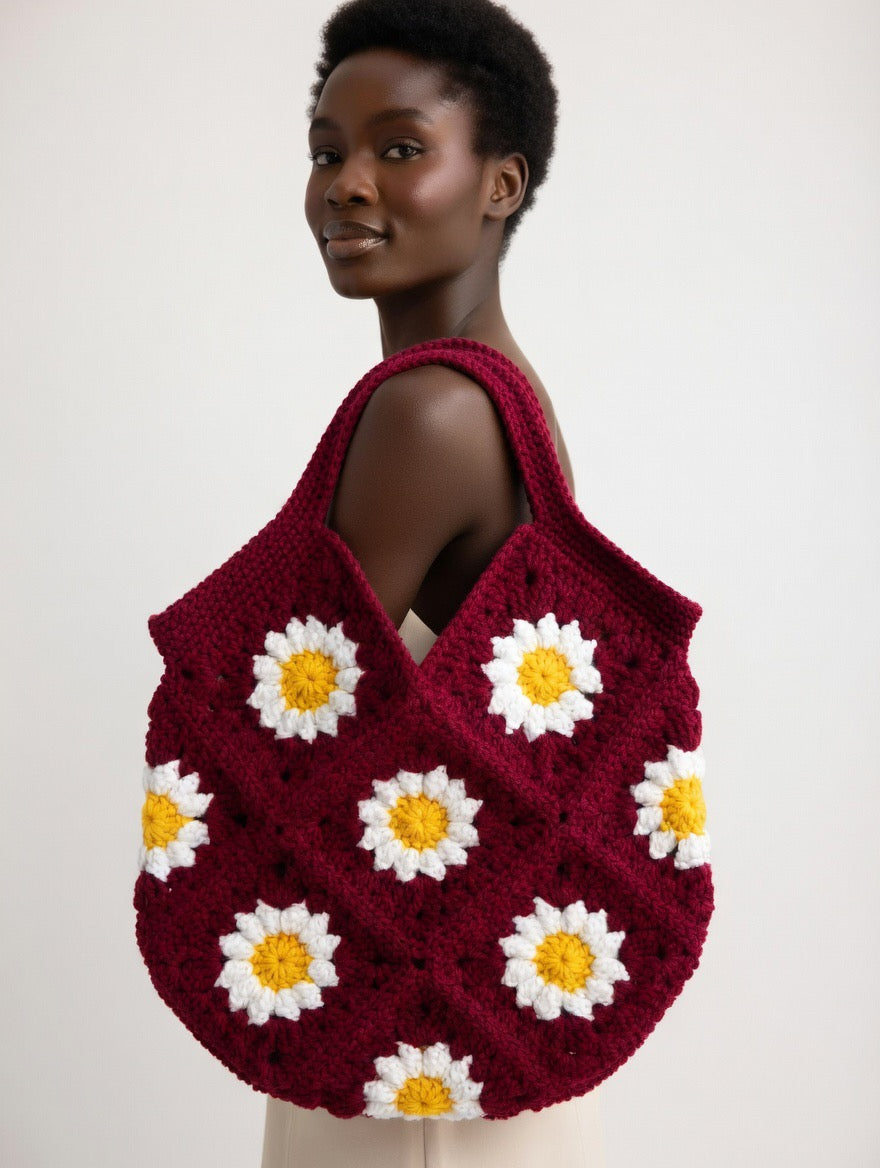 Sunflower Granny Crochet Tote