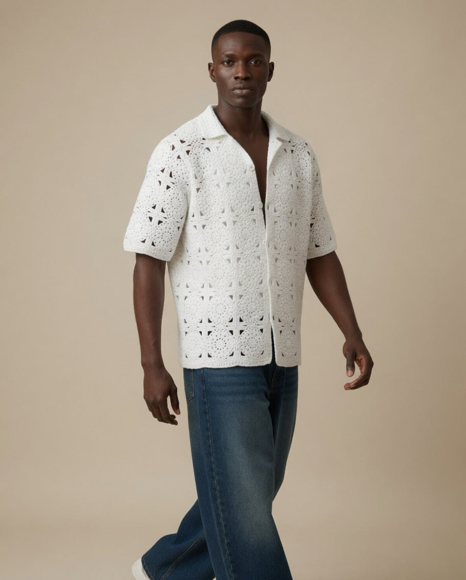 Arlo Polka Dot Gradient Crochet Shirt