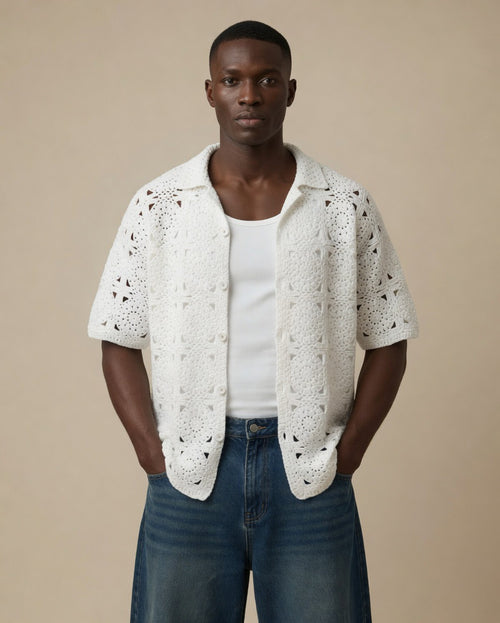 Arlo Polka Dot Gradient Crochet Shirt