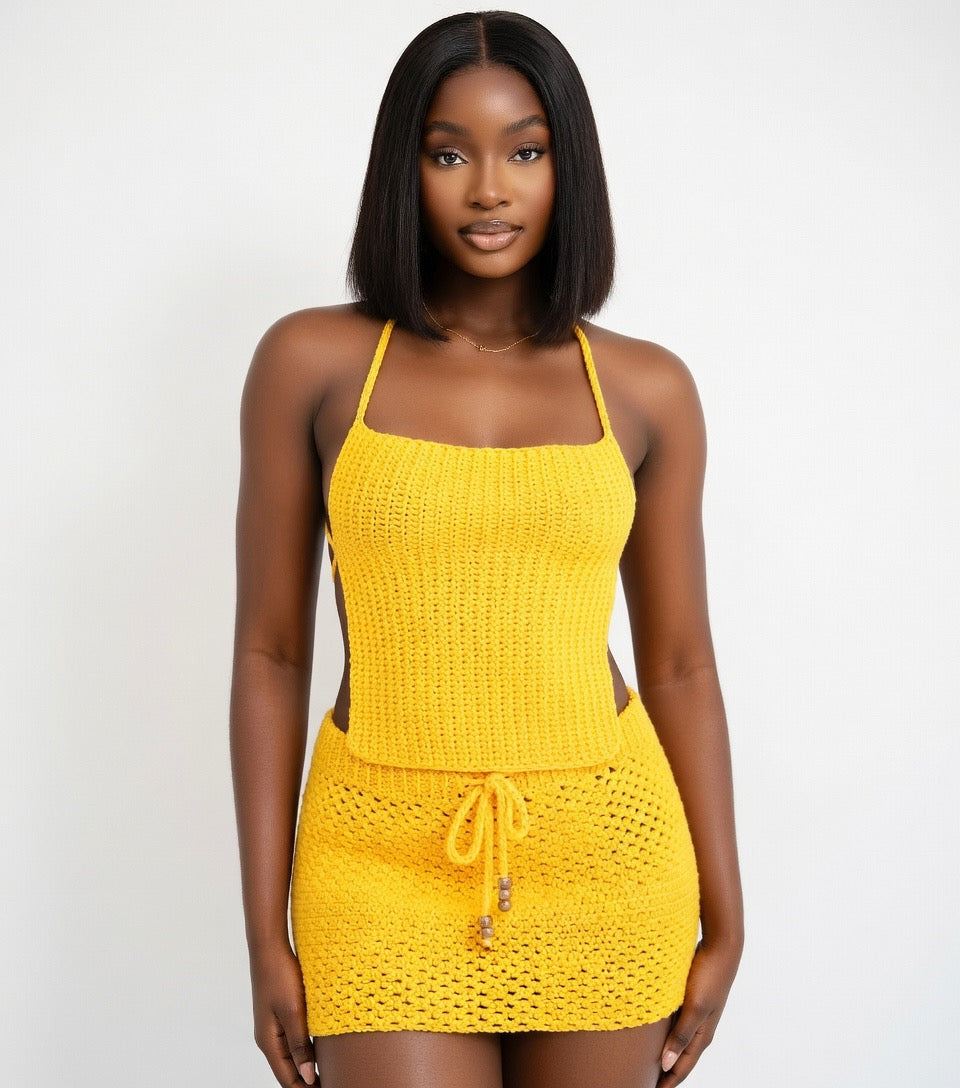 Astra Sculpt Rectangle Top & Micro Mini Skirt Set