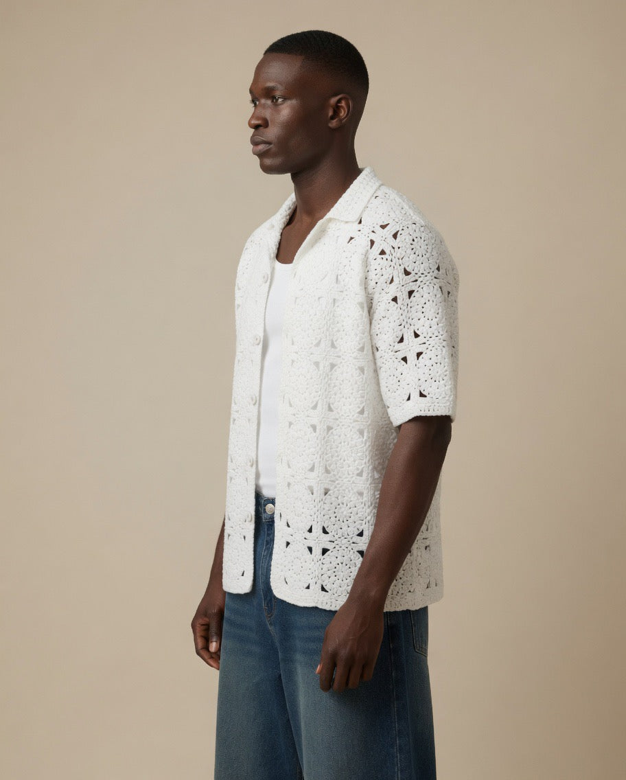 Arlo Polka Dot Gradient Crochet Shirt