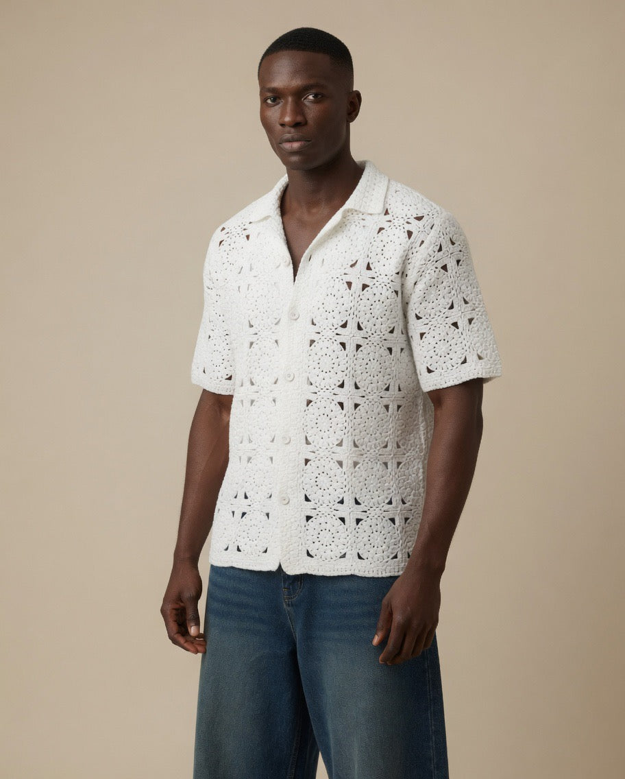 Arlo Polka Dot Gradient Crochet Shirt