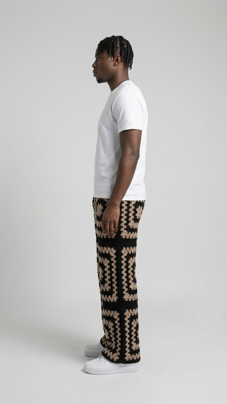 Handmade Granny Square Crochet Pants for Men