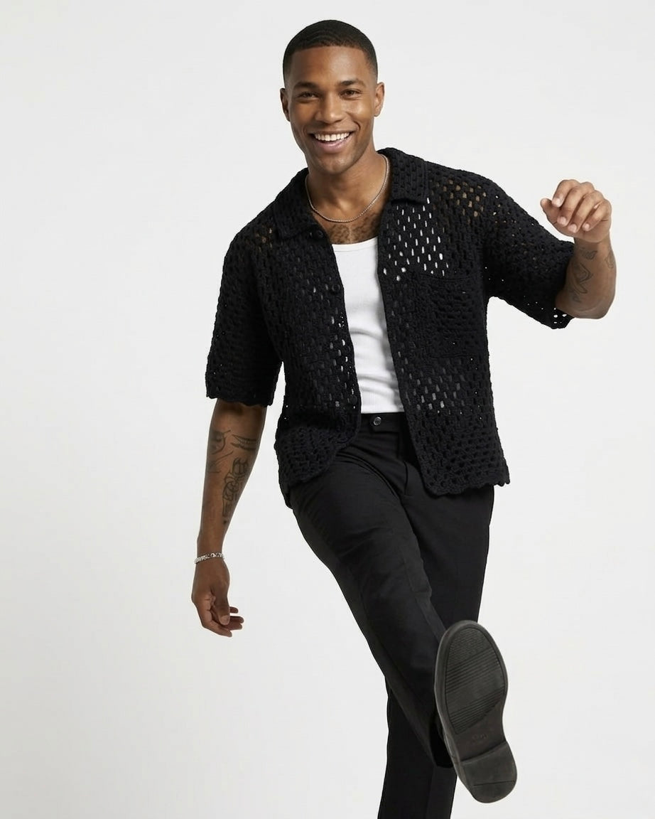 Handmade Crochet Button-Up Shirt  - 50% OFF (Launch Sale)