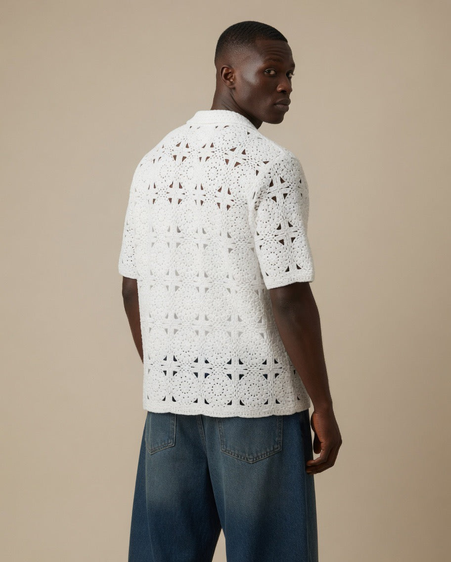 Arlo Polka Dot Gradient Crochet Shirt