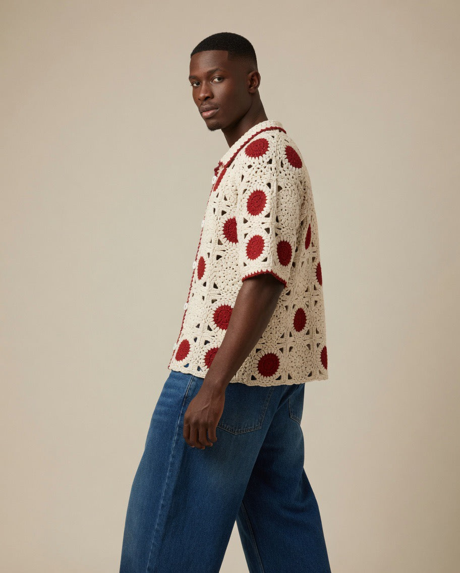Arlo Polka Dot Gradient Crochet Shirt