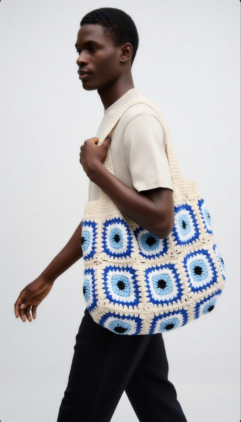 Azure Eye Crochet Tote
