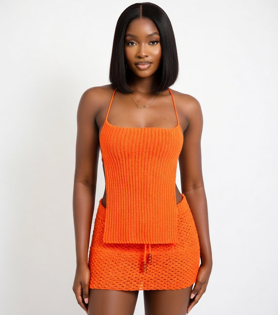 Astra Sculpt Rectangle Top & Micro Mini Skirt Set