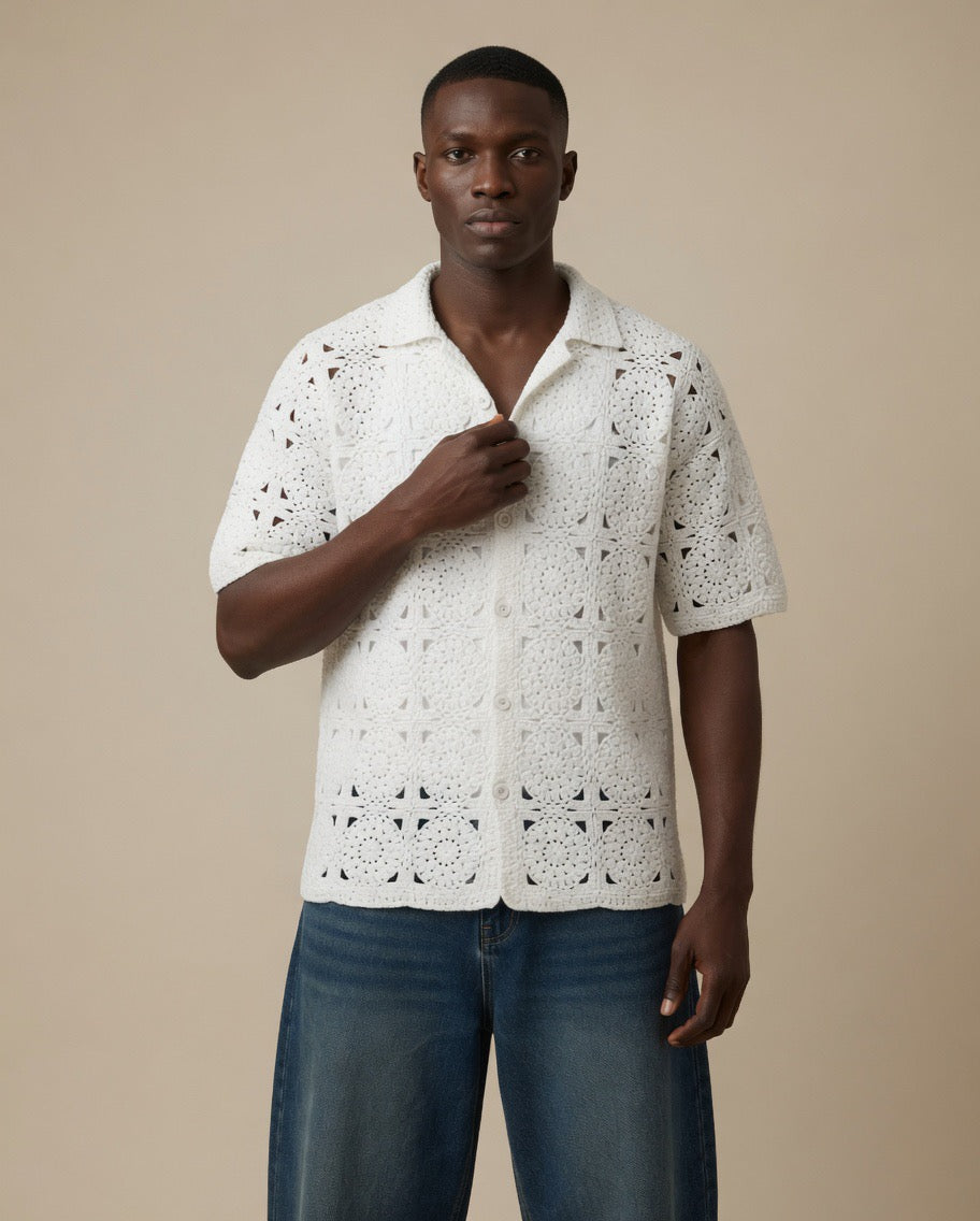 Arlo Polka Dot Gradient Crochet Shirt