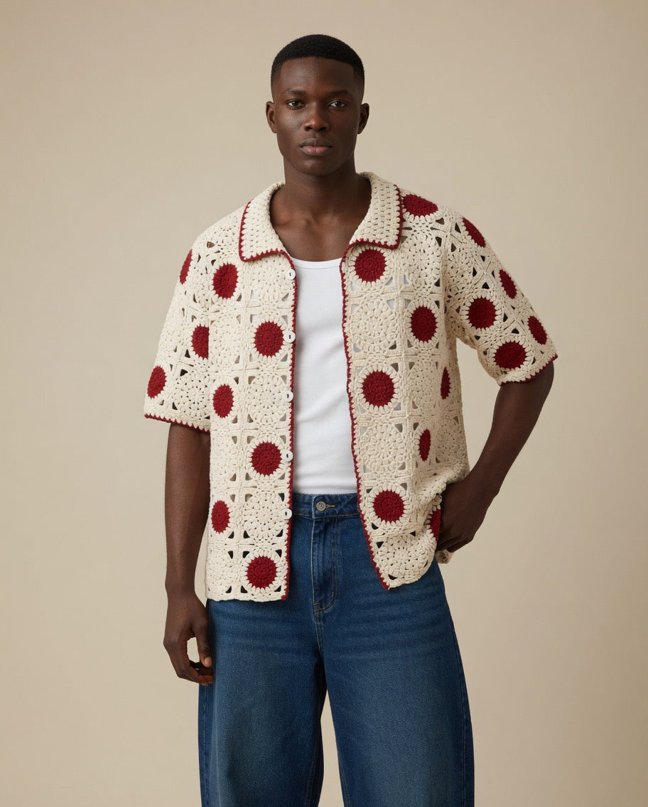 Arlo Polka Dot Gradient Crochet Shirt